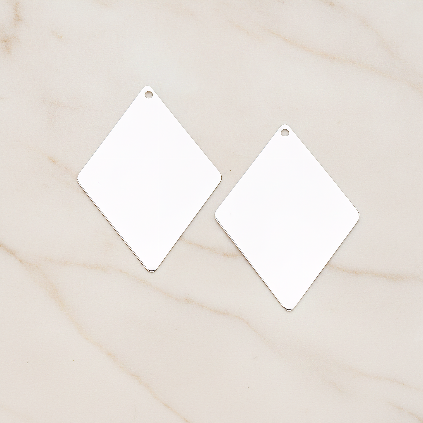Large Diamond Shaped Pendant, 2 Pc on warm marble background (PD.924-02)