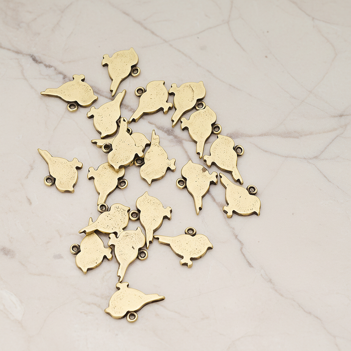 Flat Sparrow Bird Pendant, 2 Pc on warm marble background (PD.926)