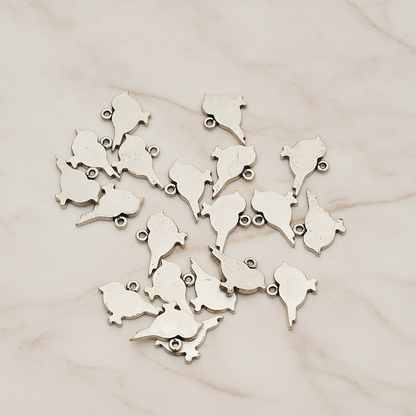 Flat Sparrow Bird Pendant, 2 Pc on warm marble background (PD.926)