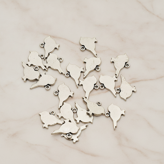 Flat Sparrow Bird Pendant, 2 Pc on warm marble background (PD.926)