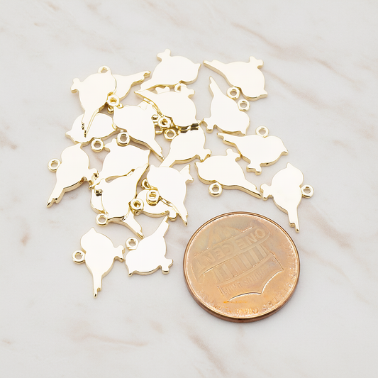 Flat Sparrow Bird Pendant, 2 Pc on warm marble background (PD.926)