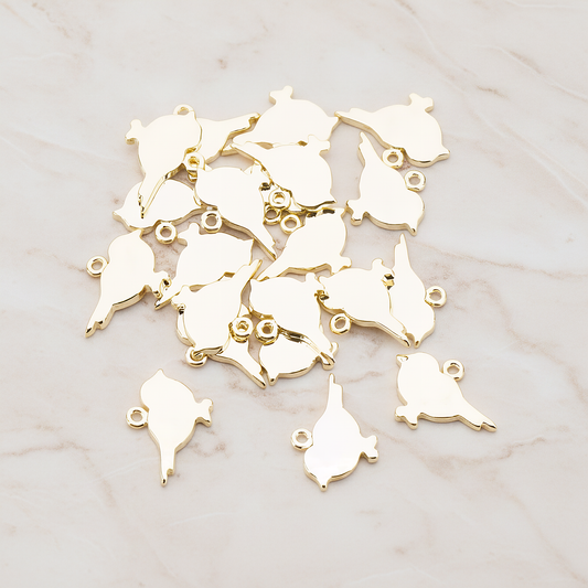 Flat Sparrow Bird Pendant, 2 Pc on warm marble background (PD.926)