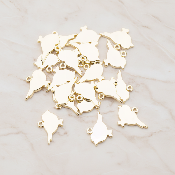 Flat Sparrow Bird Pendant, 2 Pc on warm marble background (PD.926)