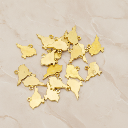 Flat Sparrow Bird Pendant, 2 Pc on warm marble background (PD.926)
