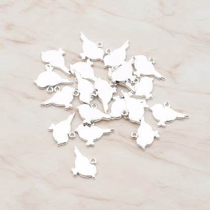 Flat Sparrow Bird Pendant, 2 Pc on warm marble background (PD.926)