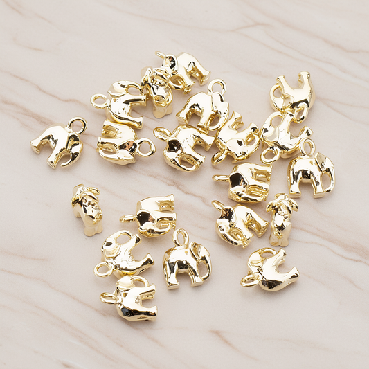 Mini 3D Elephant Pendant, 2 Pc on warm marble background (PD.928)