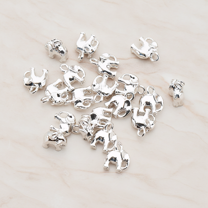 Mini 3D Elephant Pendant, 2 Pc on warm marble background (PD.928)