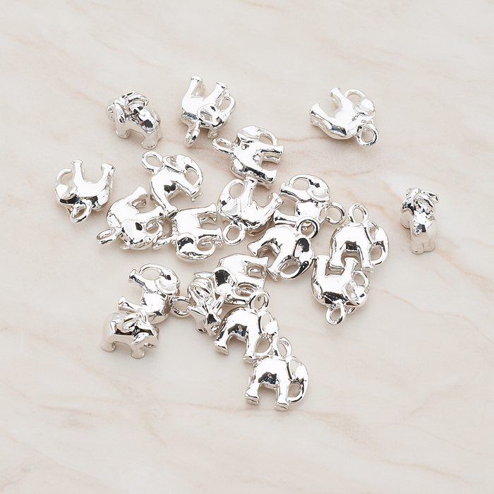 Mini 3D Elephant Pendant, 2 Pc on warm marble background (PD.928)