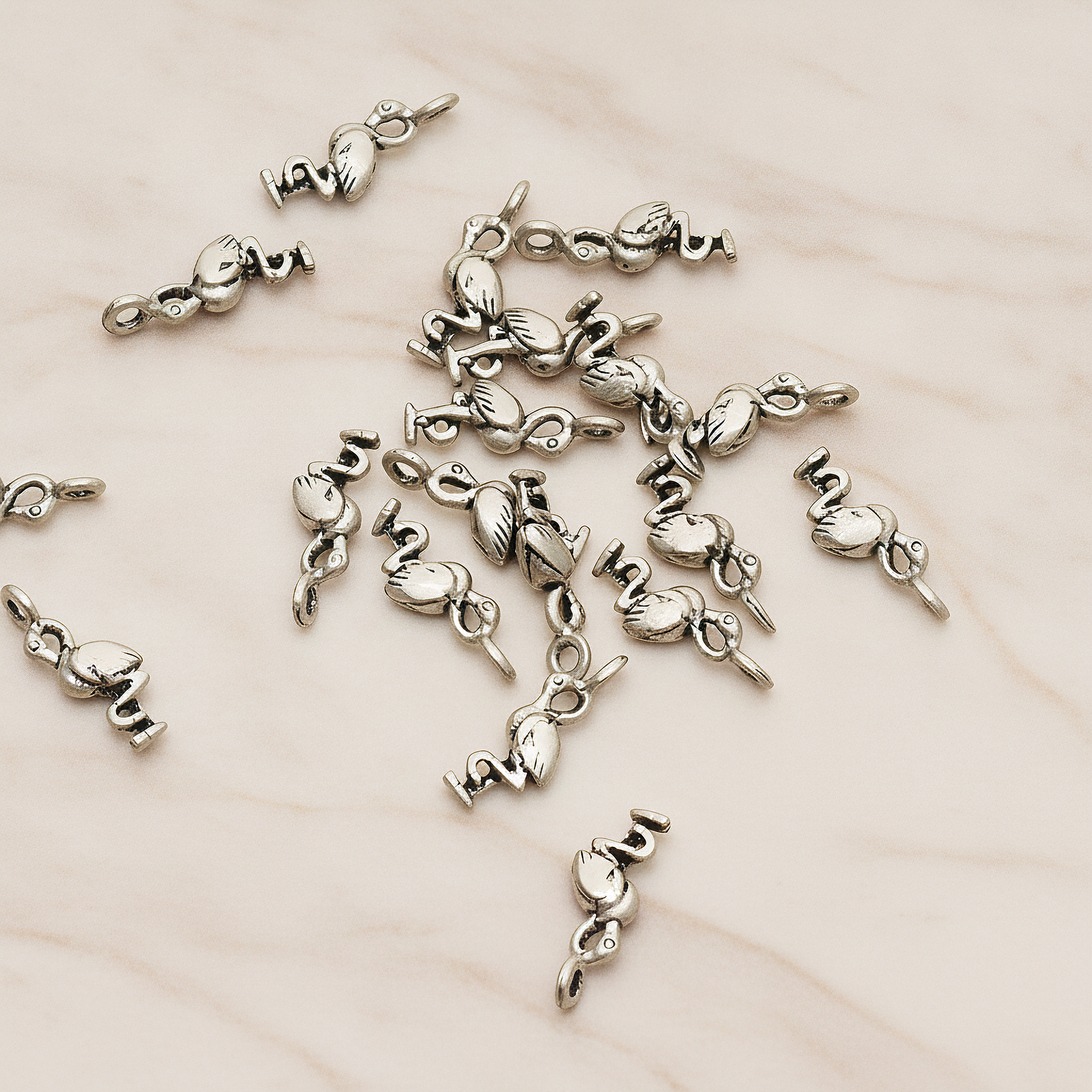 Mini 3D Flamingo Pendant, 2 Pc on warm marble background (PD.929)