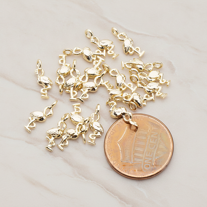 Mini 3D Flamingo Pendant, 2 Pc on warm marble background (PD.929)
