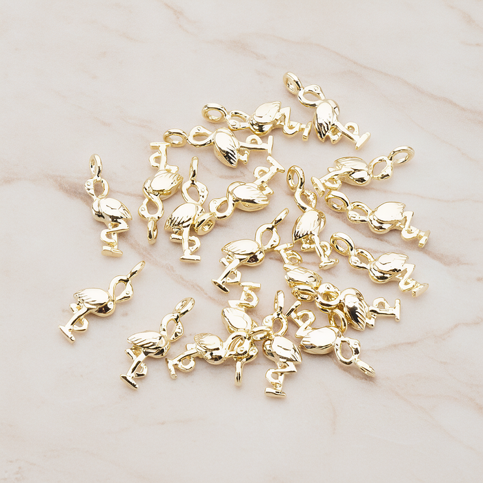 Mini 3D Flamingo Pendant, 2 Pc on warm marble background (PD.929)