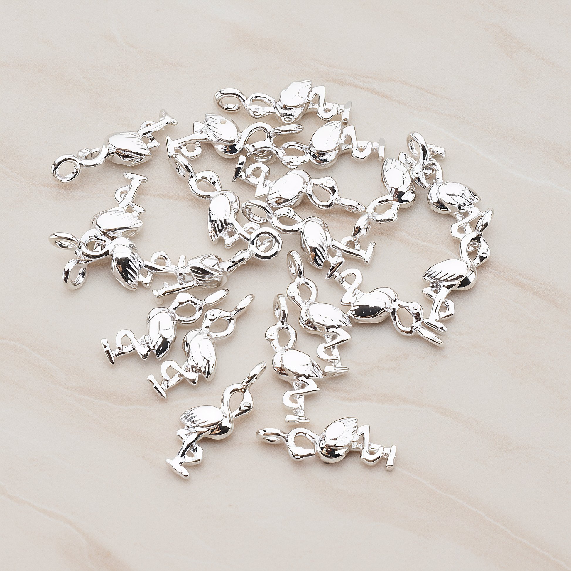 Mini 3D Flamingo Pendant, 2 Pc on warm marble background (PD.929)