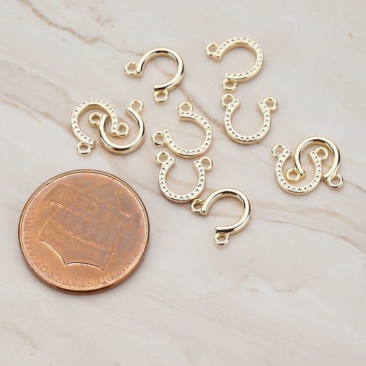 Plated Small Simple Horseshoe Pendant, 2 Pc on warm marble background (PD.996-01)