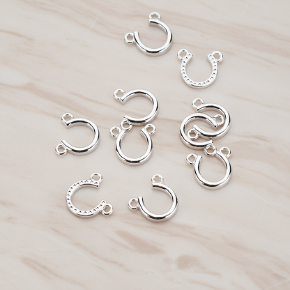 Plated Small Simple Horseshoe Pendant, 2 Pc on warm marble background (PD.996-01)