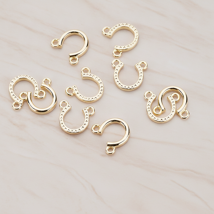 Plated Small Simple Horseshoe Pendant, 2 Pc on warm marble background (PD.996-01)