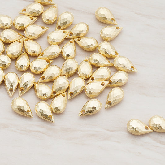 Faceted Teardrop Metal Bead, 10 Pc (BD.008)