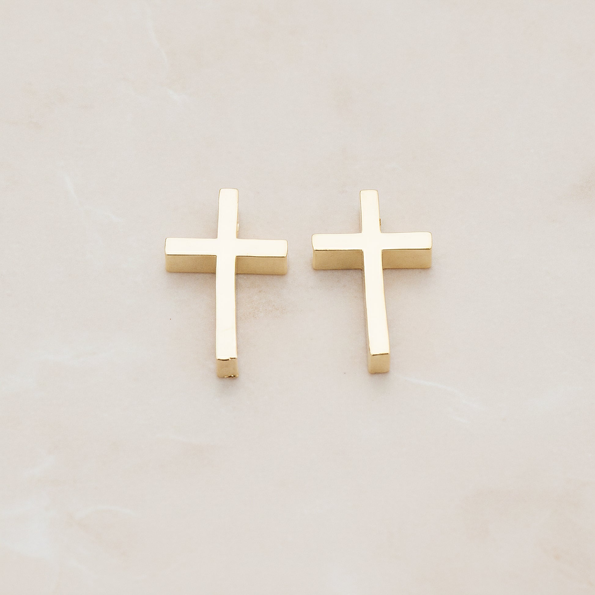 Cross Metal Bead Pendant, 2 Pc - Glossy Gold (BD.016-01)