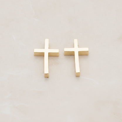 Cross Metal Bead Pendant, 2 Pc - Glossy Gold (BD.016-01)