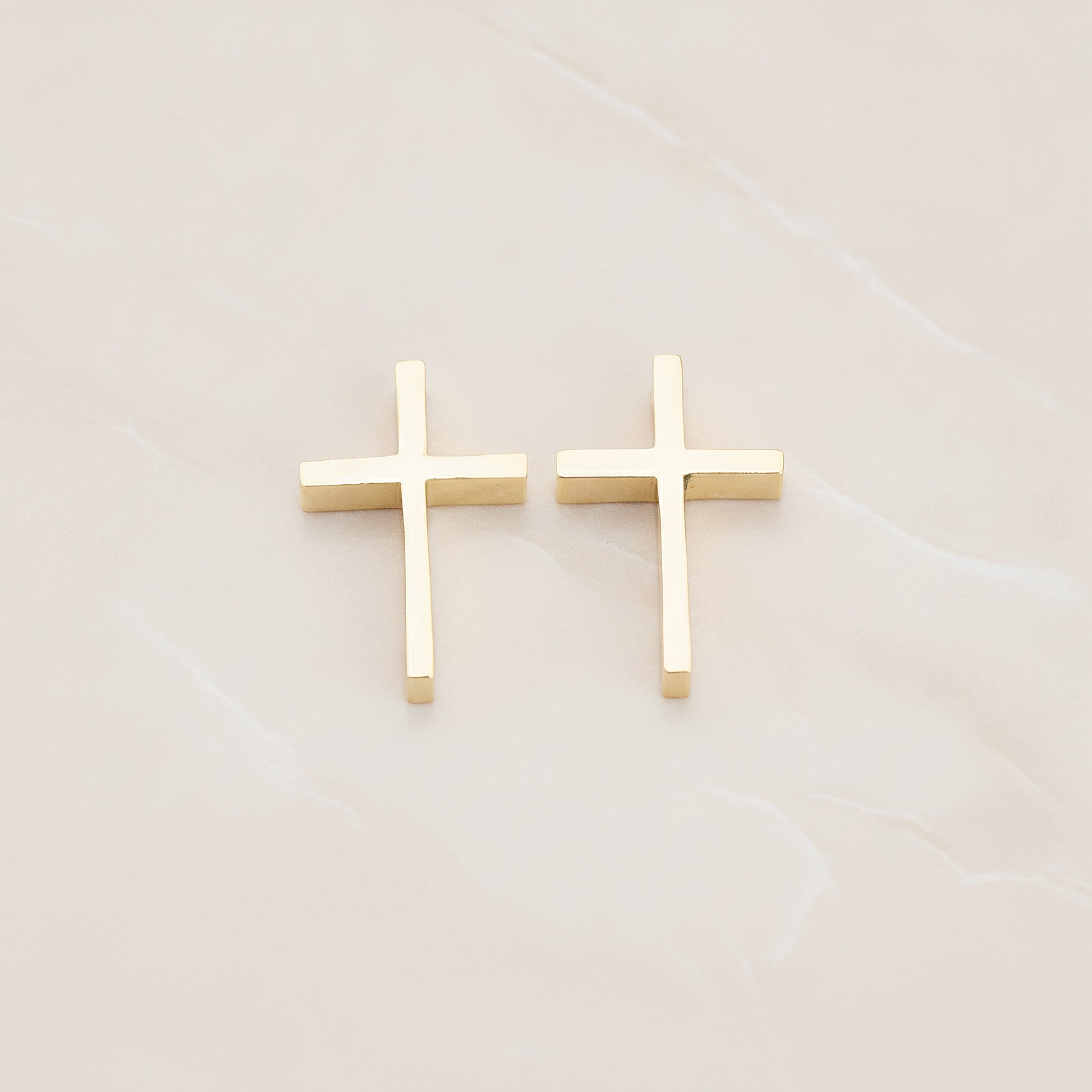 Cross Metal Bead Pendant, 2 Pc - Glossy Gold (BD.016-02)