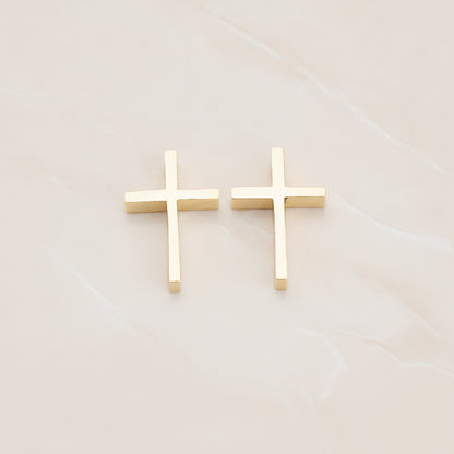 Cross Metal Bead Pendant, 2 Pc - Glossy Gold (BD.016-02)
