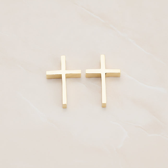 Cross Metal Bead Pendant, 2 Pc - Glossy Gold (BD.016-02)
