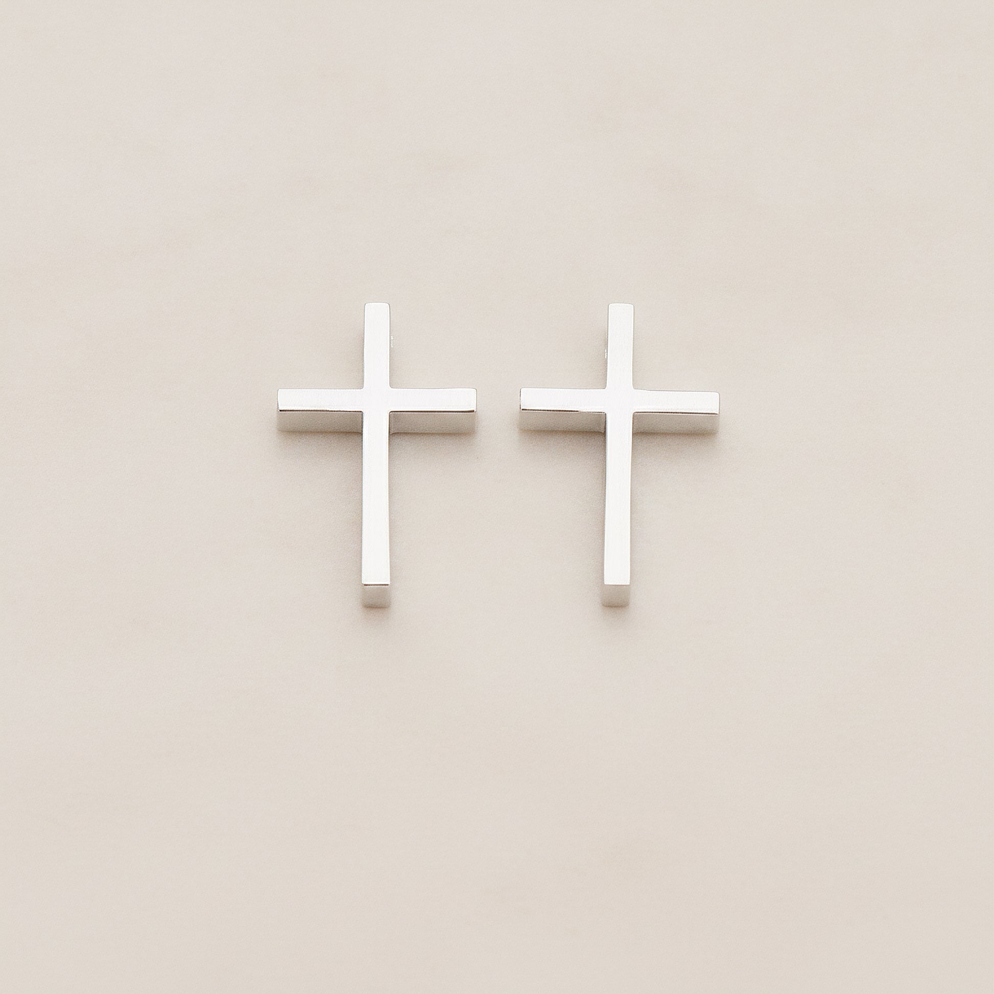 Cross Metal Bead Pendant, 2 Pc - Glossy Original Rhodium (BD.016-02)