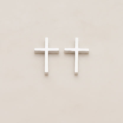 Cross Metal Bead Pendant, 2 Pc - Glossy Original Rhodium (BD.016-02)