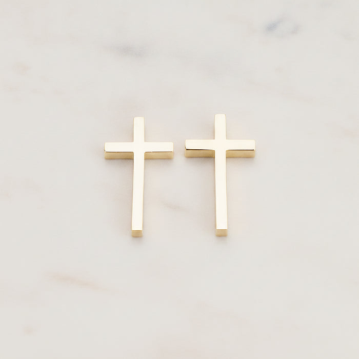 Cross Metal Bead Connector Pendant, 2 Pc - Glossy Gold (BD.016-03)