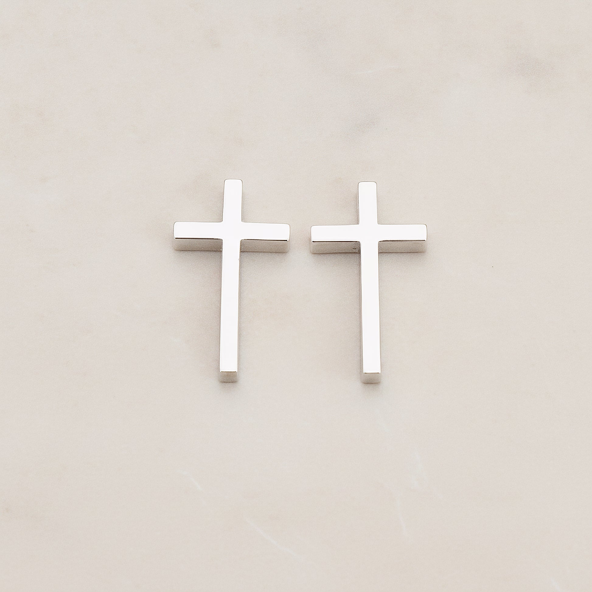 Cross Metal Bead Connector Pendant, 2 Pc - Glossy Original Rhodium (BD.016-03)