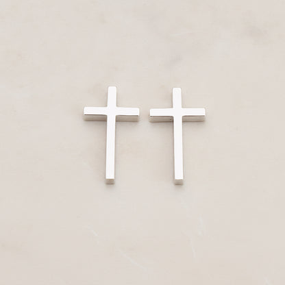 Cross Metal Bead Connector Pendant, 2 Pc - Glossy Original Rhodium (BD.016-03)