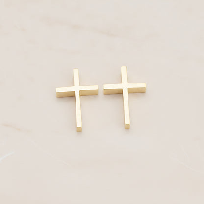Glossy Gold Plated Cross Metal Bead Pendant, 2 Pc (BD.016-04)
