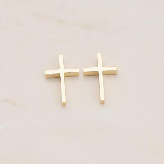 Glossy Gold Plated Cross Metal Bead Pendant, 2 Pc (BD.016-04)