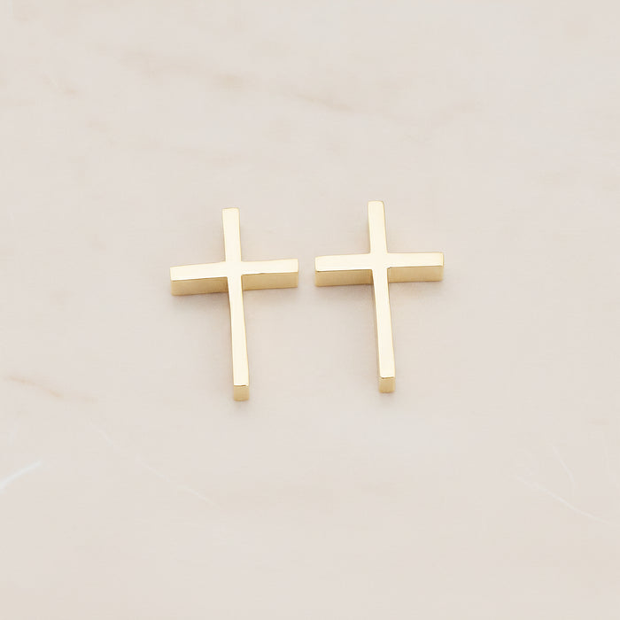 Glossy Gold Plated Cross Metal Bead Pendant, 2 Pc (BD.016-04)