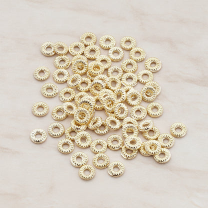Round Textured Doughnut Shape Spacer, 10 Pc (BD.022)