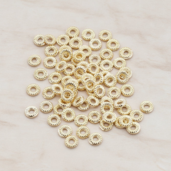 Round Textured Doughnut Shape Spacer, 10 Pc (BD.022)