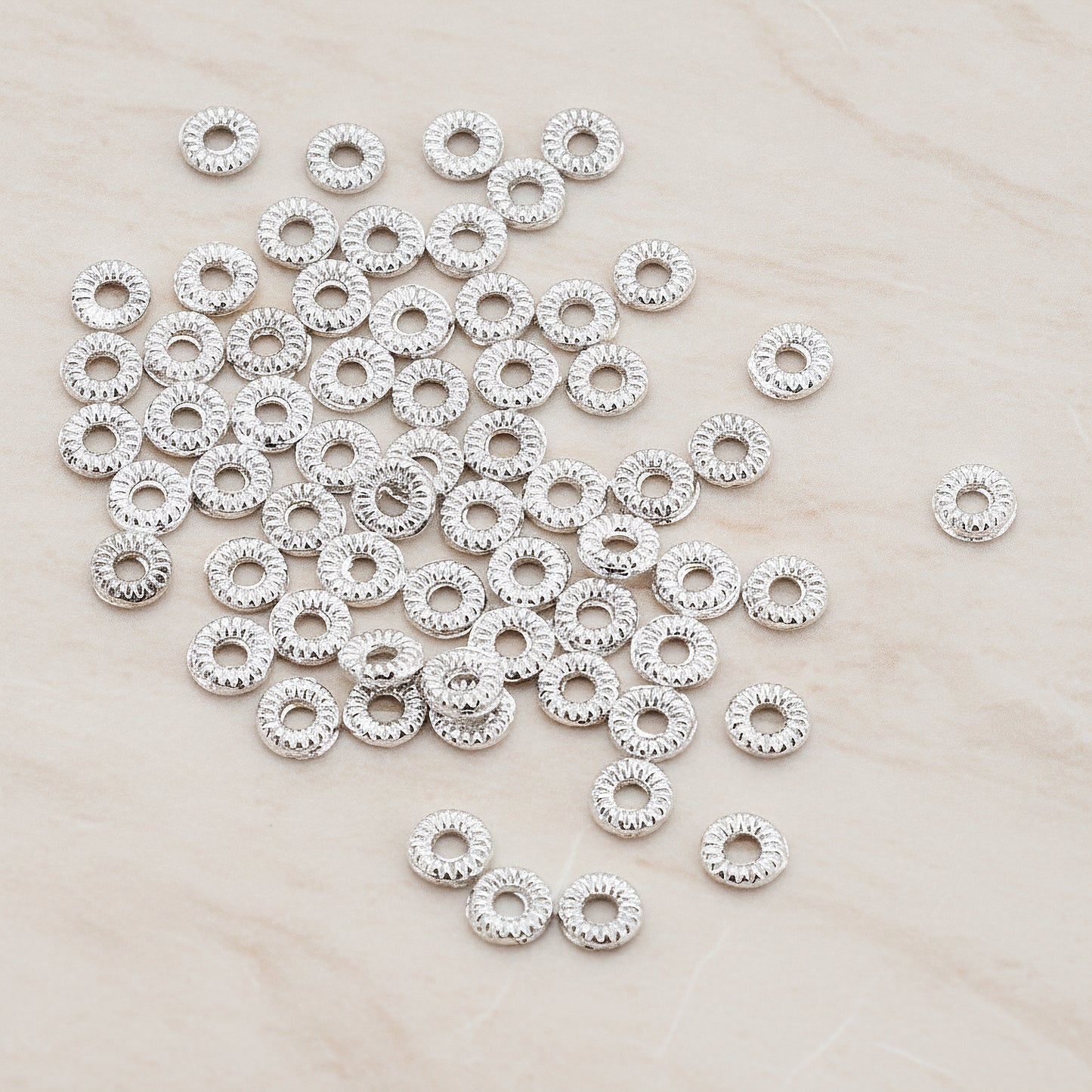 Round Textured Doughnut Shape Spacer, 10 Pc (BD.022)
