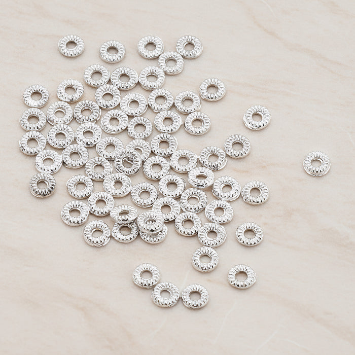 Round Textured Doughnut Shape Spacer, 10 Pc (BD.022)