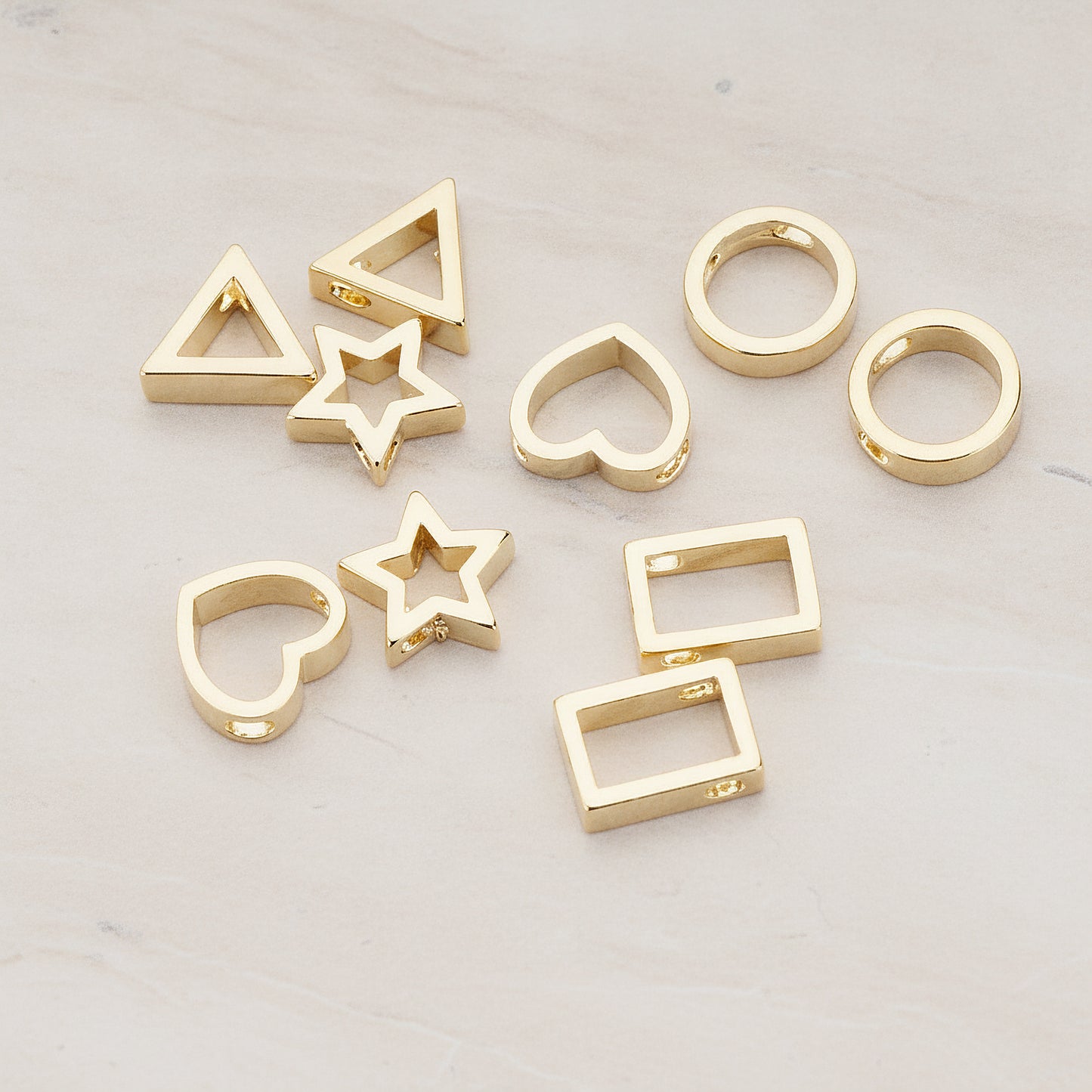 Rectangle or Heart or Star or Circle Metal Bead, 2 Pc (BD.030)
