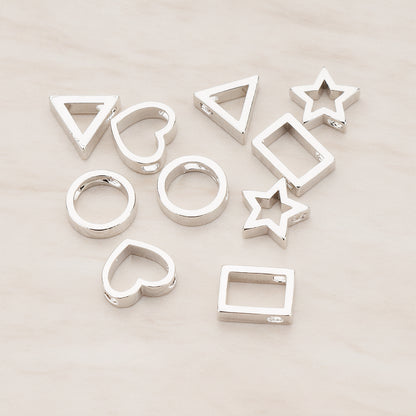 Rectangle or Heart or Star or Circle Metal Bead, 2 Pc (BD.030)