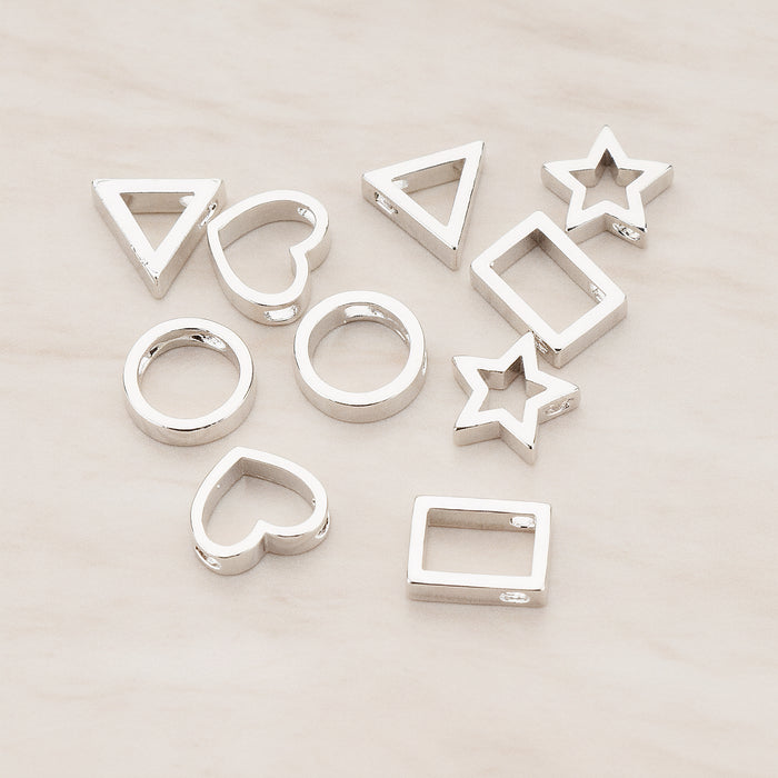 Rectangle or Heart or Star or Circle Metal Bead, 2 Pc (BD.030)