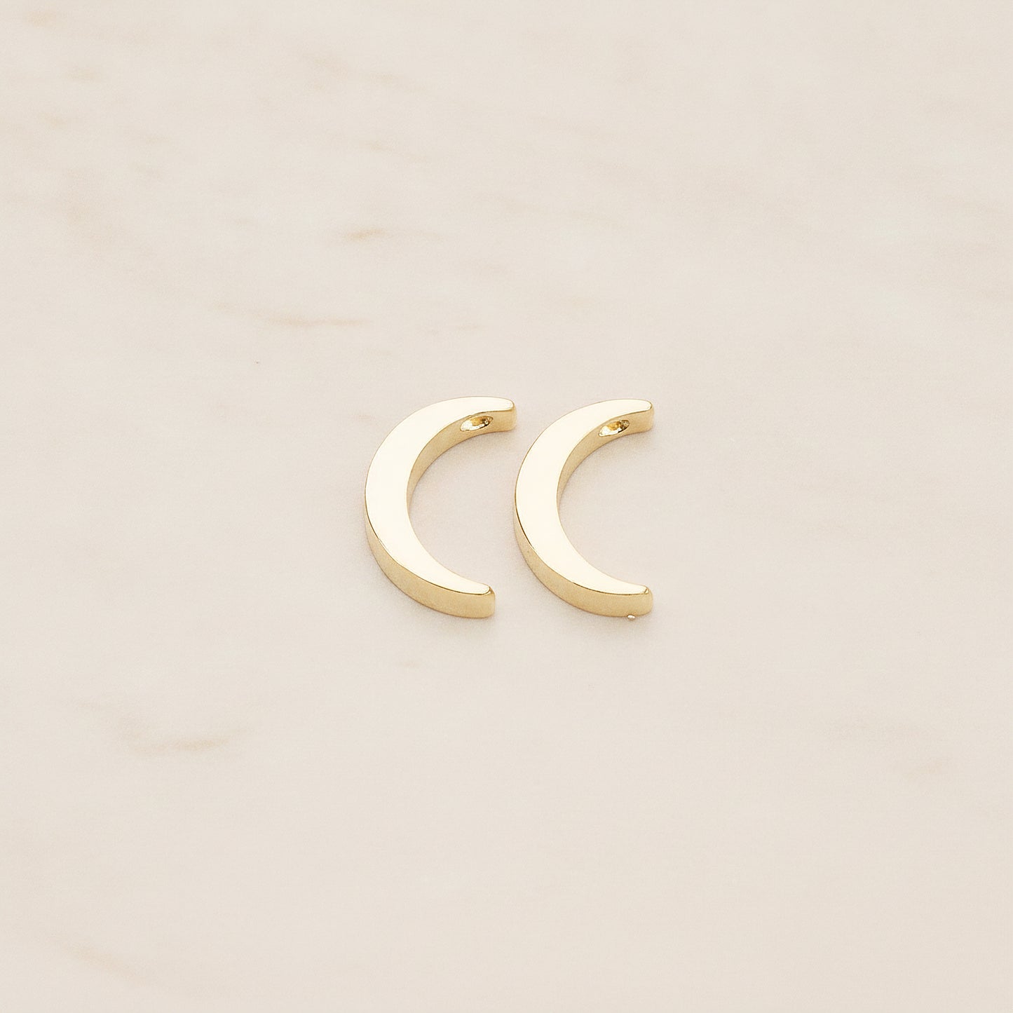 Crescent Moon Metal Bead Charm, 2 Pc - Glossy Gold (BD.039)
