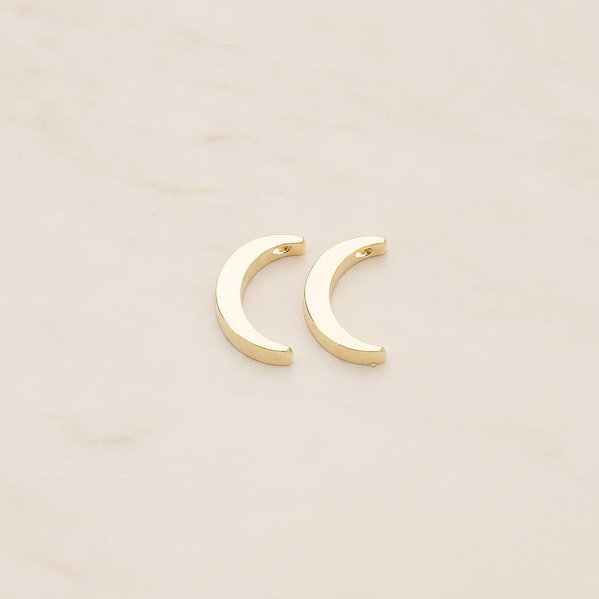 Crescent Moon Metal Bead Charm, 2 Pc - Glossy Gold (BD.039)