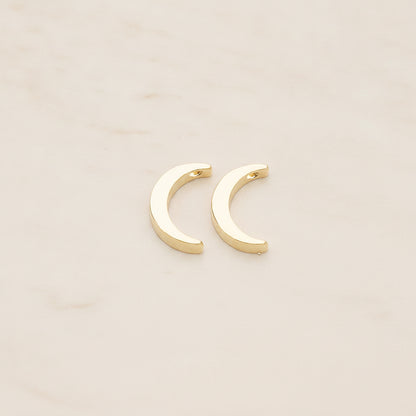 Crescent Moon Metal Bead Charm, 2 Pc - Glossy Gold (BD.039)