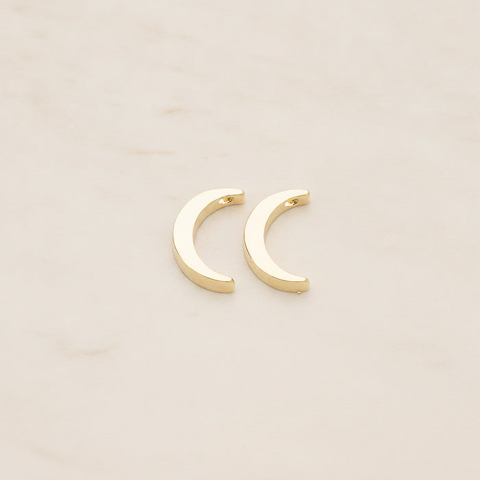 Crescent Moon Metal Bead Charm, 2 Pc - Glossy Gold (BD.039)