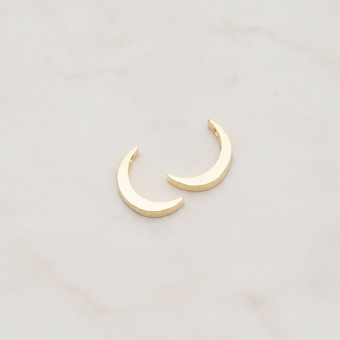 Crescent Moon Metal Bead Charm, 2 Pc - Matte Gold (BD.039)