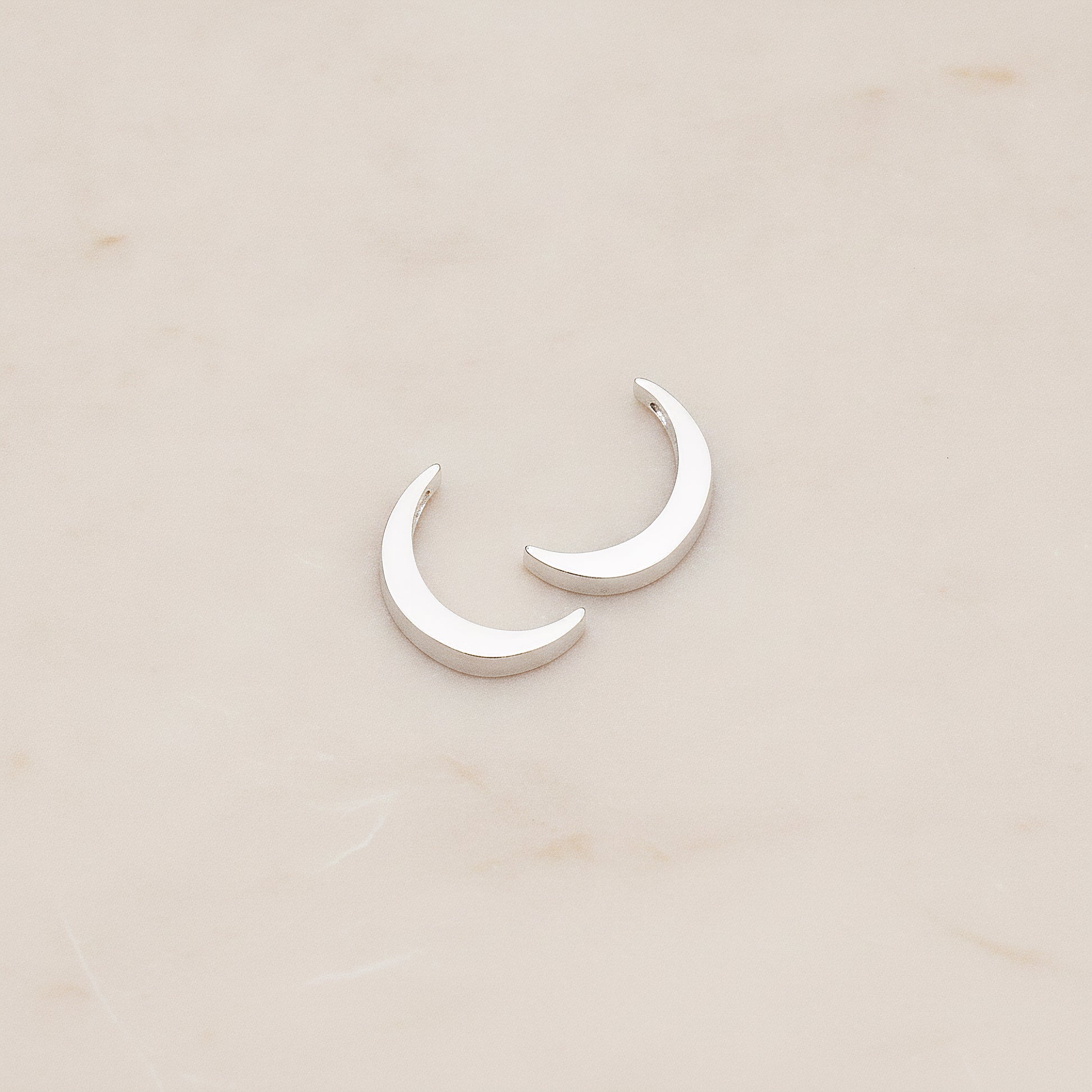 Crescent Moon Metal Bead Charm, 2 Pc - Matte Original Rhodium (BD.039)