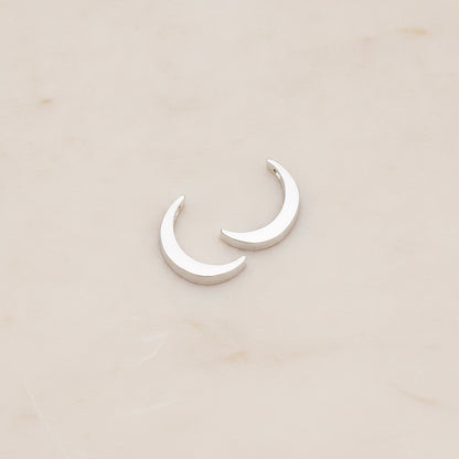 Crescent Moon Metal Bead Charm, 2 Pc - Matte Original Rhodium (BD.039)