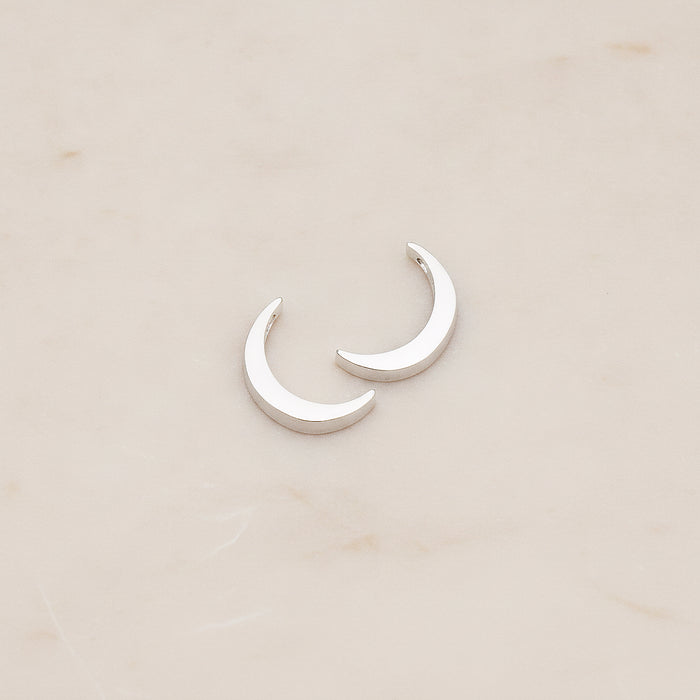Crescent Moon Metal Bead Charm, 2 Pc - Matte Original Rhodium (BD.039)