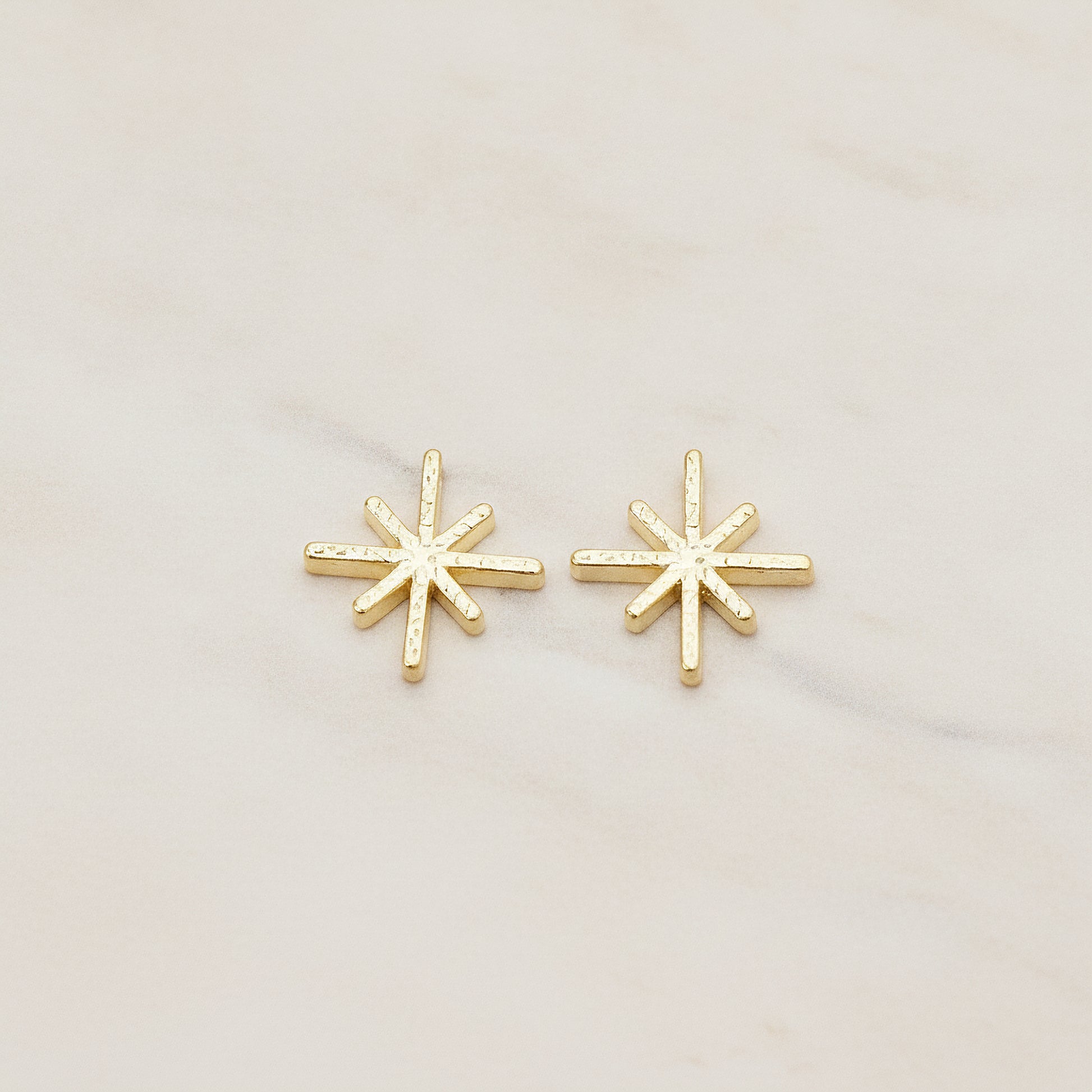 Animated Blink Star Textured Metal Bead Charm, 2 Pc - Matte Gold (BD.040)