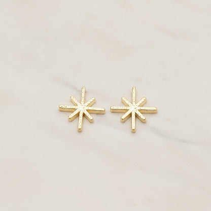 Animated Blink Star Textured Metal Bead Charm, 2 Pc - Matte Gold (BD.040)